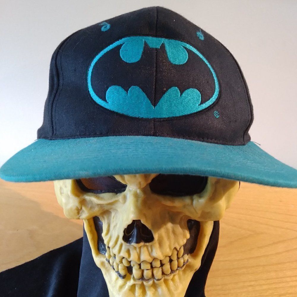 Vintage 90s Batman Two Tone Snap Back Hat Teal
